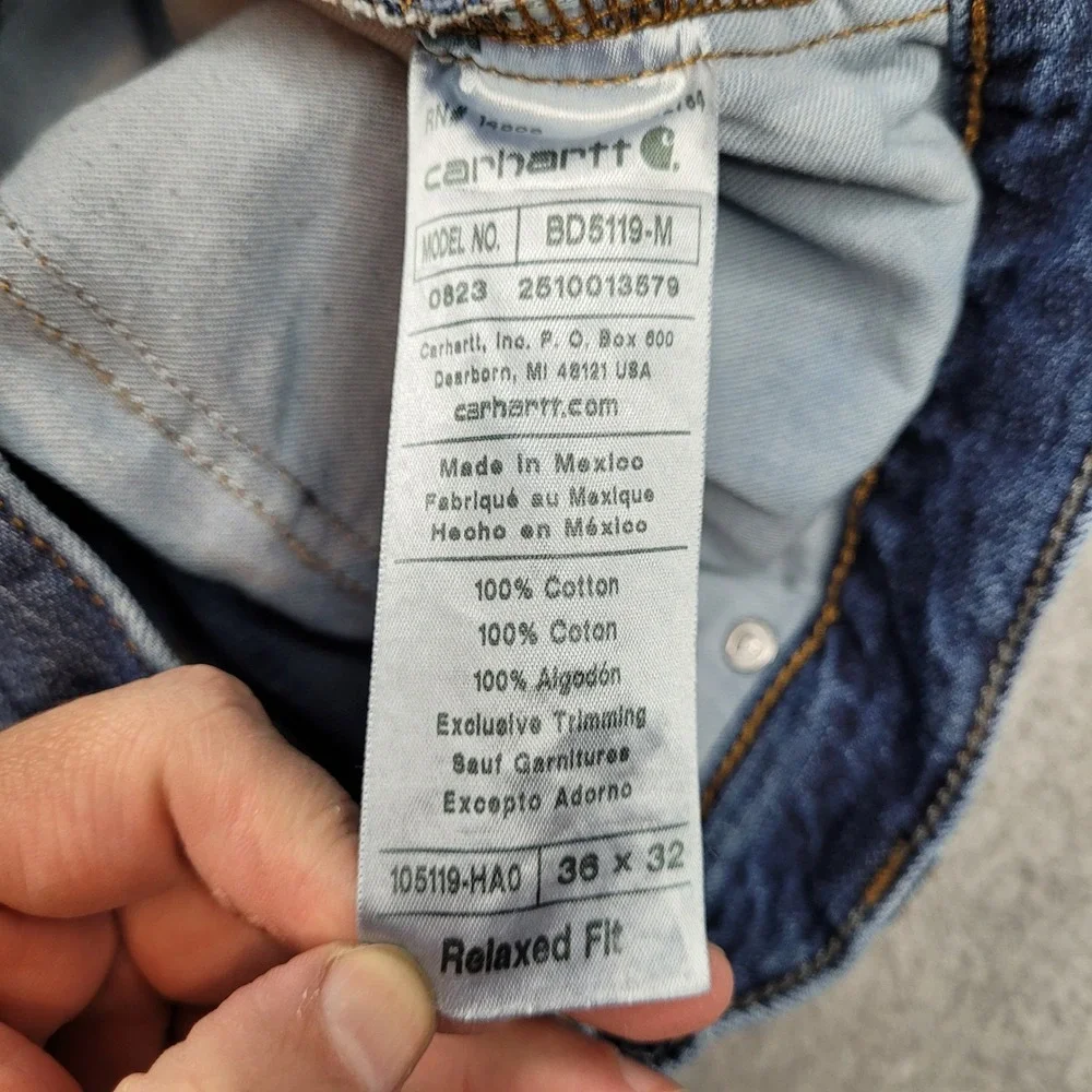 Carhartt Jeans Mens 36x32‎ Blue Relaxed Fit BD5119-M Workwear Denim